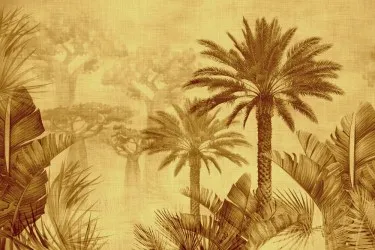 GIN2202 ORO | Carta da parati dorata jungla